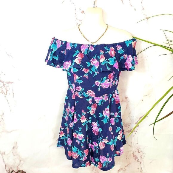 NWT! $138 LF SEEK off shoulder pretty romper - Picture 1 of 7
